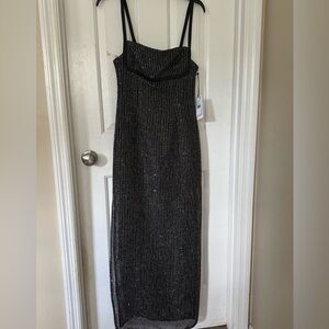 NWT LIV FOSTER  stella sequin mesh column gown Size 4